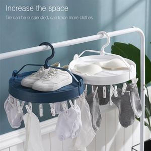 Ronde Opvouwbare Hanger 18 Clip Haak Wasknijper Ondergoed Sokken Multifunctionele Opslag Rack Droogrek Baby Sokken Rack