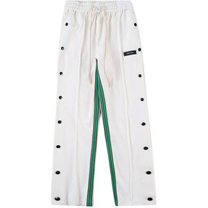Uncledonjm Patchwork Side Striped Casual Broek Mannen Side Knop Slit Broek Skateboard Mode Joggingbroek Hip Hop Broek