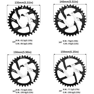 Kettingblad ronde mountainbike kettingblad BCD 96 mm 32/34/36/38T kroonplaat onderdelen kettingring (maat : 34T, kleur: rond zwart