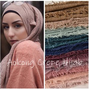 10 stks/partij vrouwen maxi crinkle hijabs sjaals oversize hoofd wraps zachte lange moslim verzwakte crêpe premium katoen vlakte hijab sjaal