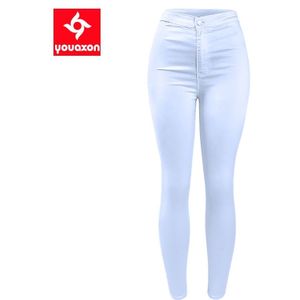 1888 Youaxon Zomer Vrouwen Hoge Taille Witte Basic Casual Mode Stretch Skinny Denim Jean Broek Broek Jeans Voor Vrouwen