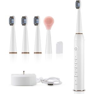 Sonic Elektrische Tandenborstel IPX7 Waterdichte 5 Modus Onekey Bedienen Wassen Gezicht Draadloze Oplaadbare Tandenborstel De Familie