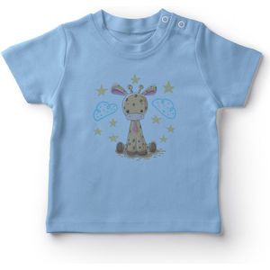 Angemiel Baby Nacht Zitten Met Tie Giraffe Jongens Baby T-shirt Blauw