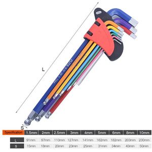 Key Set Hexagon Key Set Inbussleutel Schroevendraaier Set Kleur Inbussleutel Set Bal Hoofd Torx Wrench Manual L-shaped Gereedschap