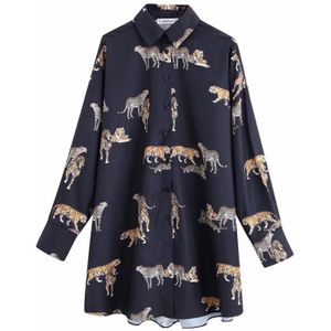 Vrouwen Vintage Animal Print Casual Losse Kimono Blouse Shirts Vrouwen Wilde Chic Chemise Blusas Femininas Tops LS6080