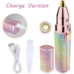 2 In 1 Elektrische Wenkbrauw Trimmer Pijnloos Epilator Vrouwen Draagbare Mini Scheerapparaat Make-Up Wenkbrauw Trimmen Wasbare
