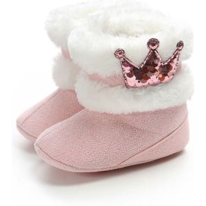 Baby Schoenen Peuter Baby Meisje Crown Schoenen Zachte Crib Zool Schoenen Pasgeboren Sequin Crown Fuzzy Winter Warme Laarzen
