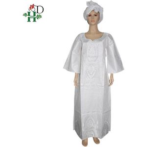 H & D afrikaanse witte jurken voor vrouwen bazin riche jurk met stenen gewaad africaine femme dashiki jurken dames hoofd wraps