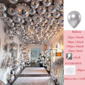 200Pcs Instagram Mode Chrome Metallic Ronde Latex Ballons Partij Decoratie Verjaardag Kit Bruiloft Baby Shower Helium Ballon