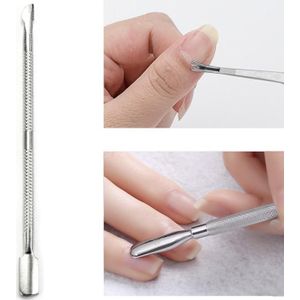 1Pc Dubbele Hoofd Nail Cuticle Spoon Pusher Schraper Remover Gel Dode Huid Cleaner Rvs Pedicure Manicur Nail Art tool