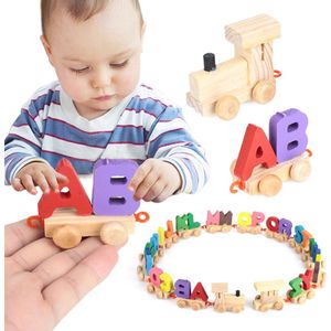 Kinderen 1-3 Jaar Oude Alfabet Erkenning 26 Engels Brieven Trein Baby Vroege Onderwijs Puzzel Houten Onderwijs Speelgoed #30