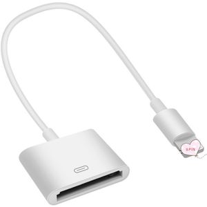 Docking 30pin Female Naar 8pin Charge Kabel Dock 30P Zwart & Wit 18Cm