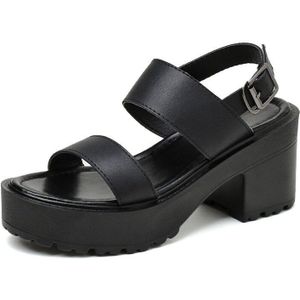 Gdgydh Gesp Comfortabele Elegante Chunky Hak Platform Sandalen Vrouwen Beknopte Dames Zomer Schoenen Zwart Goedkope En