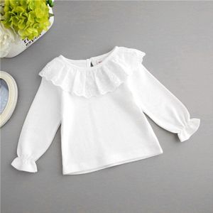 Pasgeboren Baby Meisje Kleding T-shirt Katoenen Top Witte Knop Zijde Infantil Casual Solid Volledige Mouw Kostuum Winter Warm