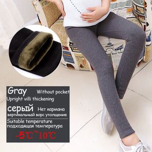 TINGFEI vrouwen Plus Fluwelen Winter Broek Warm Houden Effen Broek Hoge Taille Buik Ondersteuning Moederschap Leggings voor Zwangere