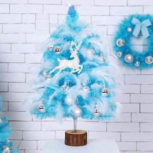 Nieuw Veer Kerstboom Mini Blauw Roze Decoratie Ceder Desktop Tafelblad Ornament TE889