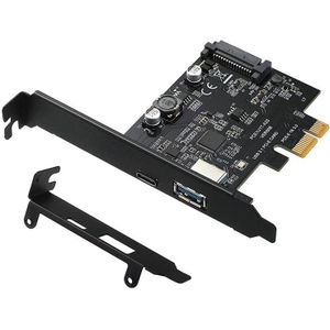 -PCIe to USB 3.2 Gen1 Card with 5 Gbit/S Bandwidth 2-Port (USB-A + USB-C) USB PCIE Card Supports for Windows 10/8/LINUX
