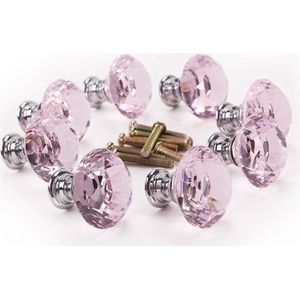 8 X Roze Diamant Bling Decoratie Deur Meubels Lade Slingerknop 30x27mm