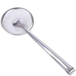 Multi-functional Filter Spoon With Clip Food Kitchen Oil-Frying BBQ Filter stainless steel clamp strainer set Kitchen tools