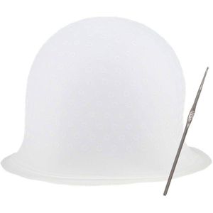 Salon Dye Siliconen Cap + Hook Siliconen Haar Hoogtepunten Cap Naald Herbruikbare Haarkleuring Cap Haarverf Hoed Hairstyling Tool