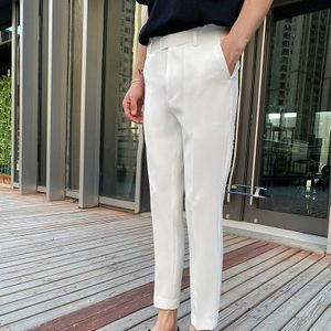 N & B Mannen Jurk Broek Slim Fit Heren Witte Jurk Broek Formele Zakelijke Broek Mannelijke Enkellange broek Klassieke Pak Broek XK10