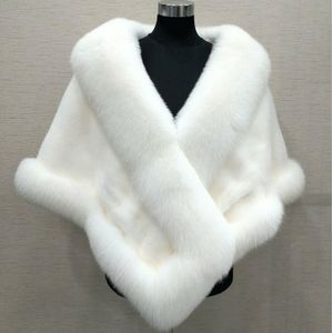 Winter Bruiloft Jas Bridal Faux Fur Wraps Warm sjaals Bovenkleding Wit Zwart Gary Schouderophalen Vrouwen Jas Prom maat 165*55 cm