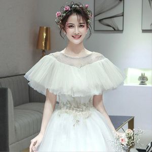 Kralen Wedding Jas Zoete Prom Party Wrap Tulle Bridal Capes Mantel Romantische Bruiloft Accessoires Bridal Bolero