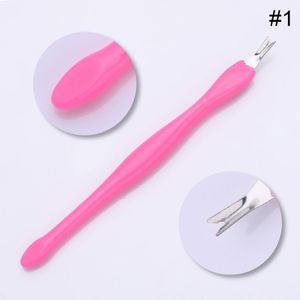 1Pc Kleurrijke Dode Huid Remover Rvs Vork Nail Art Cuticle Pedicure Nail Remover Care Professionele Nail Tool