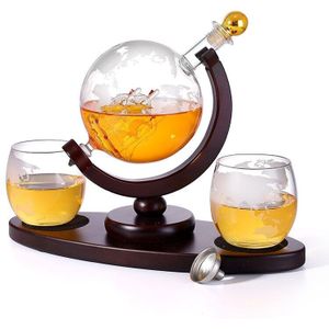 Whiskey Decanter Globe Set Met 2 Geëtst Globe Whisky Bril-Voor Drank, Bourbon, vodka-850Ml.