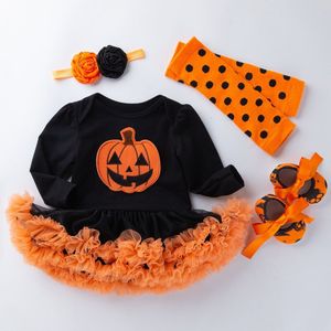 Halloween Baby Girl Kleding Voor Kids Romper Katoen Lange Mouw Peuter Pompoen Jumpsuit Tutu Jurk Kostuums