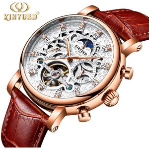 Kinyued Automatische Horloge Mannen Diamond Dial Waterdichte Skeleton Tourbillon Mechanische Heren Horloges Top Brand Luxe Horloges