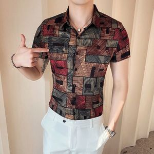 Zomer Plaid Mannen Shirt Plus Size Korte Mouw Casual Slanke Jurk Shirts Chemise Homme Streetwear Camisa Masculina