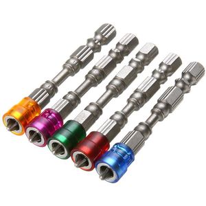 5X Anti Slip Elektrische Hex Magnetische Schroevendraaier 65 Mm S2 PH2 Enkele Kop Bit Tool 5 Kleur