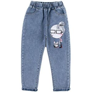 Kids Meisjes Jeans Cartoon Baby Meisje Kleding Lente Herfst Overalls Voor Grote Kinderen Katoen Tiener Losse Blauwe Denim Broek 3-13T