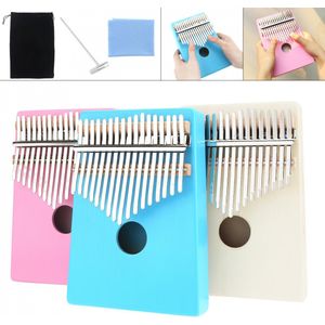 17 Key Thumb Piano Kalimba Single Board Grenen Mbira Mini Toetsenbord Instrument Roze Blauw Hout Optioneel