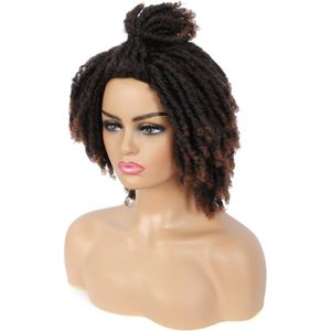 Dreadlock Pruik Gevlochten Twist Zwart Bruin Rood Hoge Temperatuur Fiber Korte Haak Locs Synthetisch Haar Pruiken Voor Zwarte Vrouwen Pruik