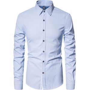 Lente Effen Heren Overhemden Slim Fit Katoen Social Business Shirts Casual Lange Mouwen Mannen Shirt Mannen Kleding