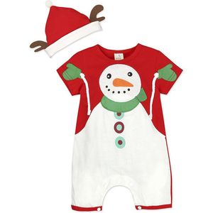 Leuke Sneeuwman Kerst Baby Kostuums Romper Overall + Hoed Kinderkleding Kinderen Pak Baby Jaar Jumpsuits