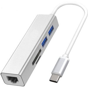 Type-C Om RJ45 100M Netwerkkaart + Sd/Tf Kaartlezer + USB3.0 Hub Hub Converter docking Station