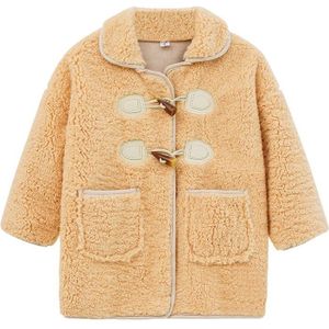 Meisjes Lamswol Jas Winter Koreaanse Kinderkleding Baby Plus Fluwelen Verdikking Lange Jas