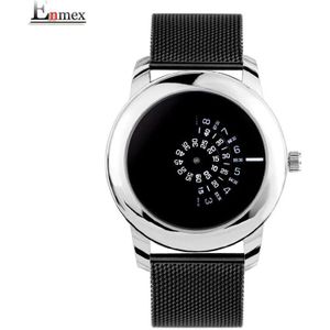 Enmex creatieve stijl cool horloge gloden Lichtgevende handen met roestvrij stalen band Stijlvolle klok quartz horloge