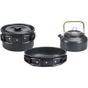 Ultralichte Draagbare Outdoor Camping Kookgerei Waterkoker Pan Sets Aluminium Servies Koken Set Kookgerei Gebruiksvoorwerpen