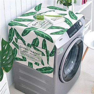 XYZLS Dual-purpose Wasmachine Covers Tropische Planten Gedrukt Koelkast Katoen Linnen Stofkap met Opbergtas 1 Stuk