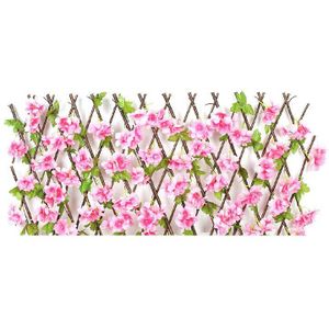 Gesimuleerde Kersenbloesems Hek Telescopische Houten Hek Decoratieve Vangrail Voor Tuin Balkon Binnenplaats Decoratie Outdoor