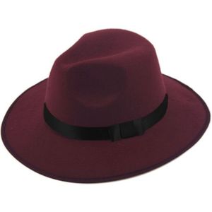 Luckylianji Vrouwen Mannen Jazz Hard Vilt Strik Fedora Panama Bowler Brede Rand Hoed Gangster Cap (One Size:57Cm)