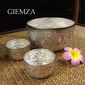 GIEMZA Metalen Tin Bowls Spa Serveren Foe Mengen Buigen 1 pc Grote Kom Salade Keuken Snoep Vintage Thailand Decoratieve Geen deksel