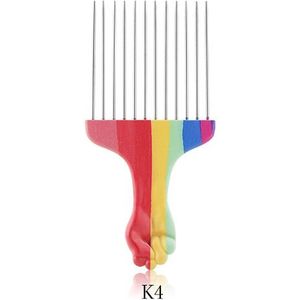 4 Maten Zwart Vuist Afro Metalen Kam Afrikaanse Pick Haar Kam Borstel Salon Kappers Kapper Vork Kam Hair Care Styling gereedschap