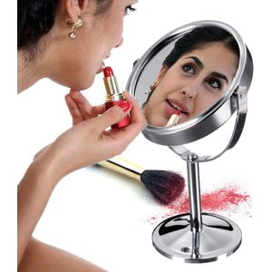 Luxe Make-Up Spiegel Vergrootglas Double Side Draaien Spiegel Tafel Bureau Staan Dressoir Cosmetische Spiegel Vrouwen Beauty Draagbare