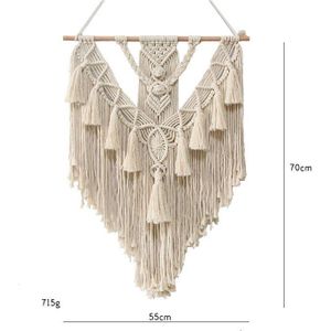 Macrame Tapestry Handgemaakte Geweven Macrame Muur Opknoping Wandtapijten Leaf Veer Boho Decoratie Home Decor Esthetische Wandtapijt