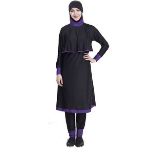 Bescheiden Badmode Vrouwen Patchwork Hijab Lange Mouwen Sport Badpak 2 Stuks Sets Volledige Cover Islamitische Burkinis Wear Badpak